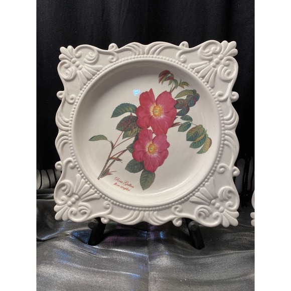 Set of Three Redoute Roses Collection Square Plates by Baum Bros. formalities - Picture 2 of 16